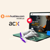 Hands of an aspiring audiobook narrator over a laptop open to the ACX.com homepage