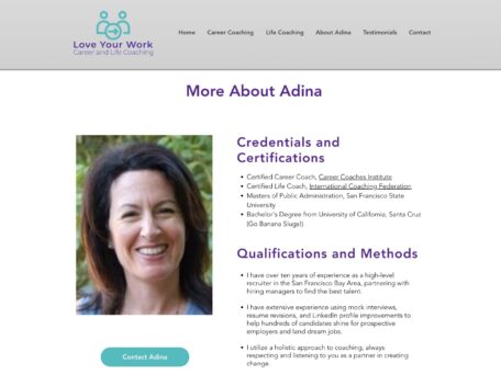 Adina Zinn Website About Page
