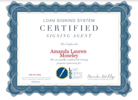 Amanda L McCarty's mobile notary certification