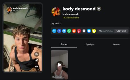 Social media influencer Kody Desmond's Snapchat profile, videos, and follower stats