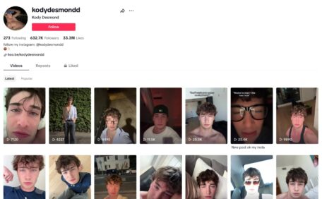 Social media influencer Kody Desmond's TikTok profile, videos, and follower stats