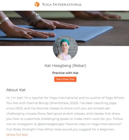 Kat Rebar Yoga International Profile