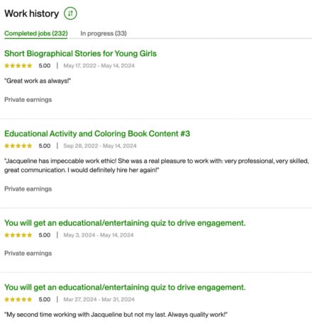 Jacqueline Samaroo's work history on Upwork.