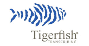 Logo for the TigerFish transcribing company where you can work as a transcriptionist