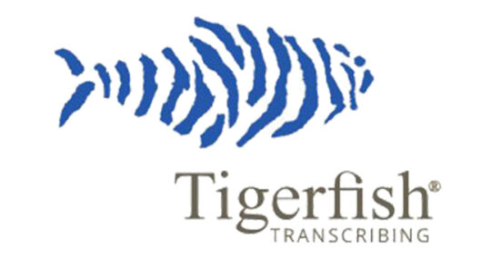 Logo for the TigerFish transcribing company where you can work as a transcriptionist