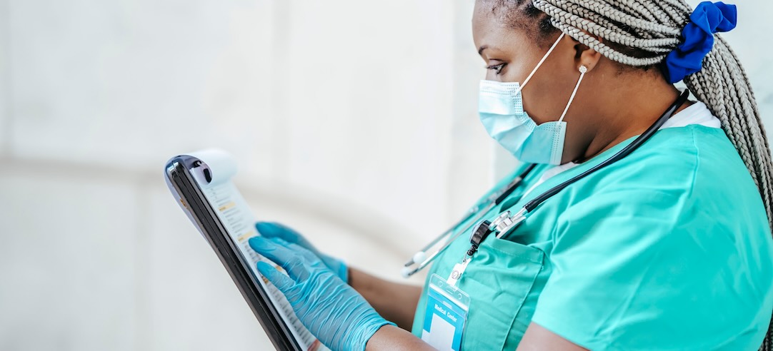 A nurse checking her future shifts.