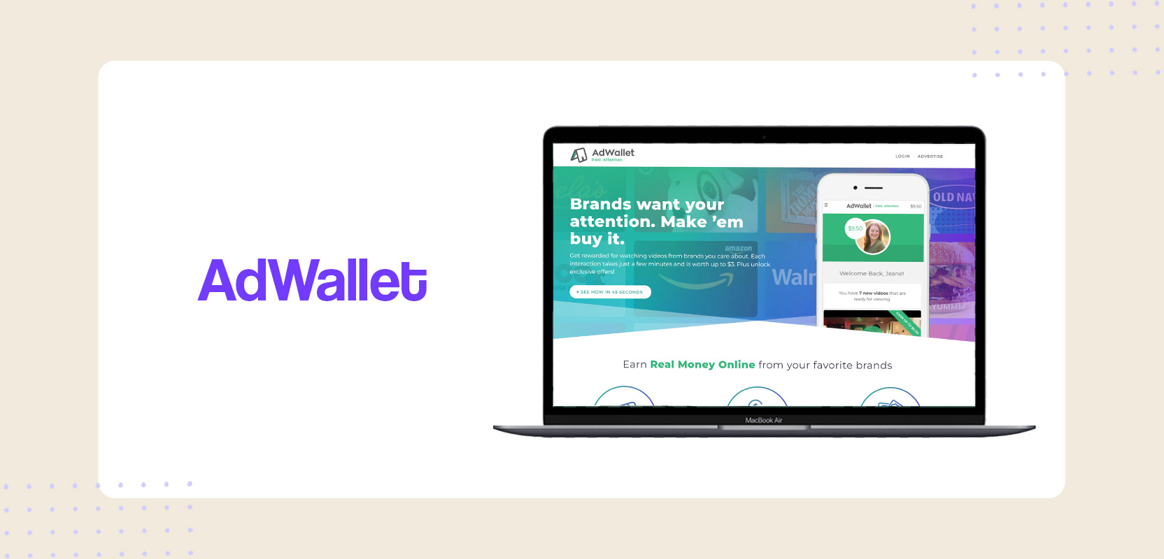 Laptop showing the AdWallet website