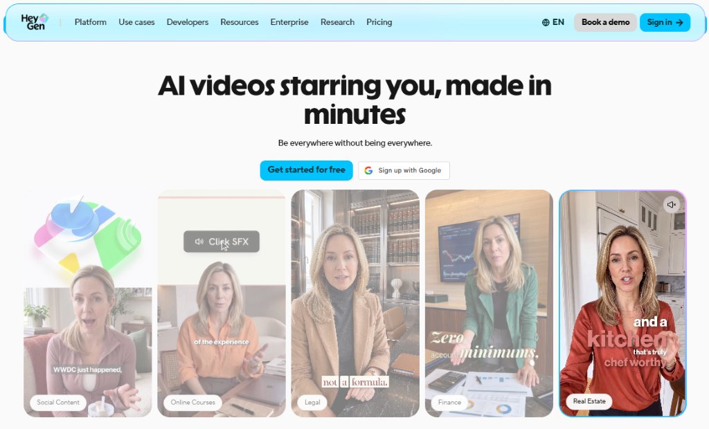 Platform offering purchase of AI avatars for video production.