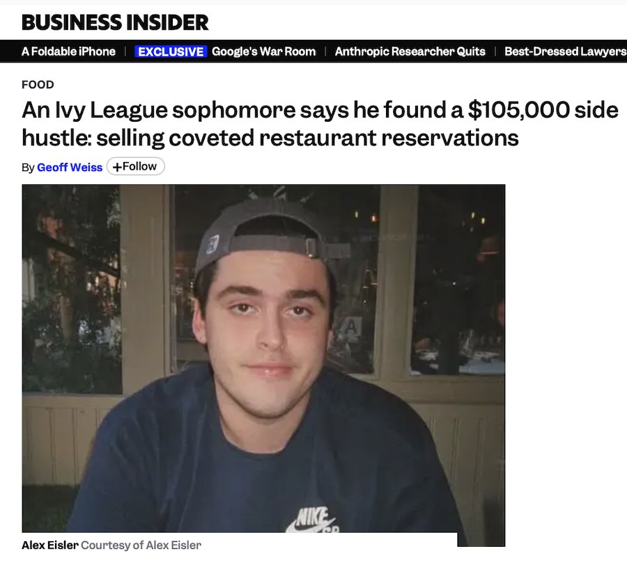 Screenshot from Alex Eisler's Business Insider profile.