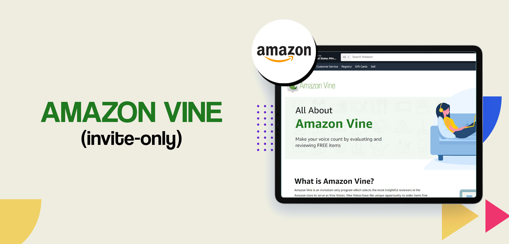 Screen showing Amazon Vine website
