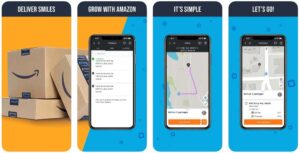 Screenshots of the Amazon Flex app