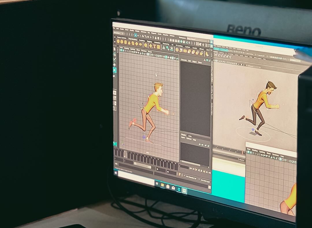 Computer displaying an animation program.