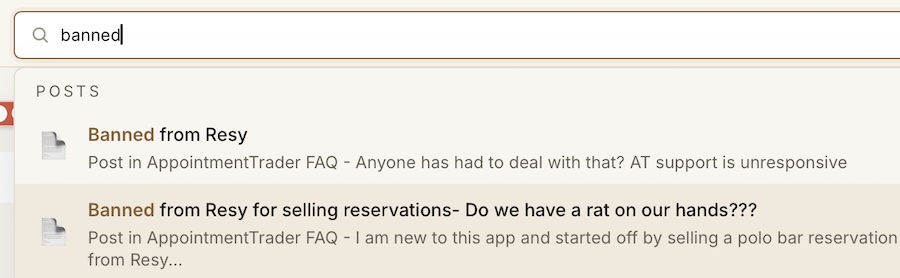Screenshot of the Appointment Trader search interface.