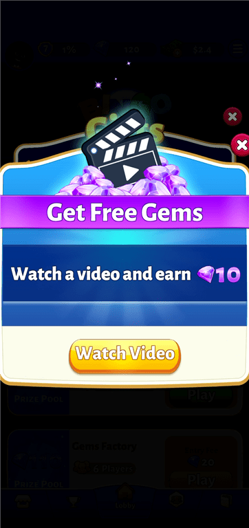 The Bingo Cash app giving rewards for watching videos.