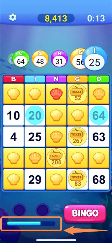 Filling a meter on Bingo Clash by gaining experience to earn power-ups.