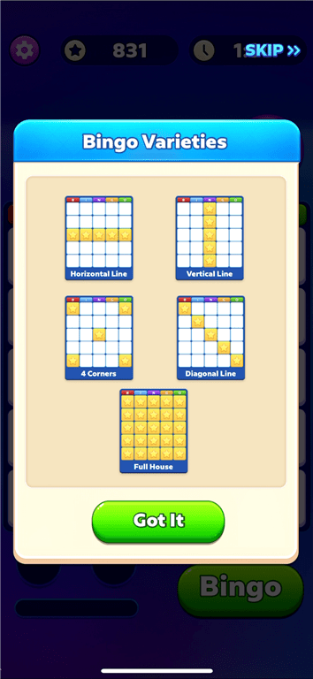 Ways to get a bingo in the Bingo Tour gaming app.