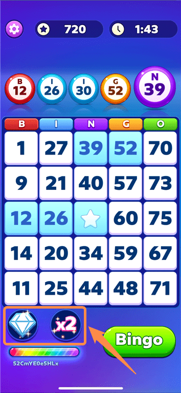 Reserving power-ups to win more points and prizes during a Bingo Tour game.