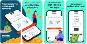Screenshots of the Branded Surveys app