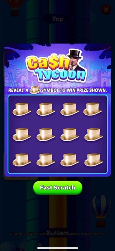 Bonus scratchcard task for leveling up on Bubble Buzz.