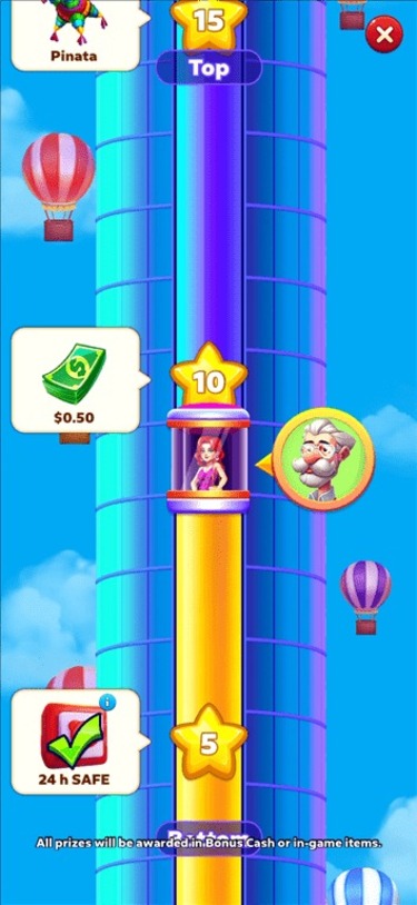 Reaching level 9 in the Bubble Buzz gaming app.