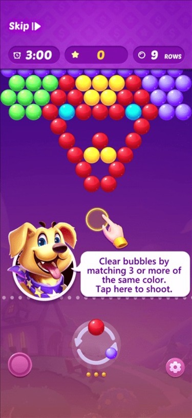 Bubble Buzz’s tutorial game.