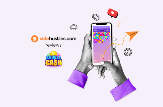 Smartphone showing the Bubble Cash app.