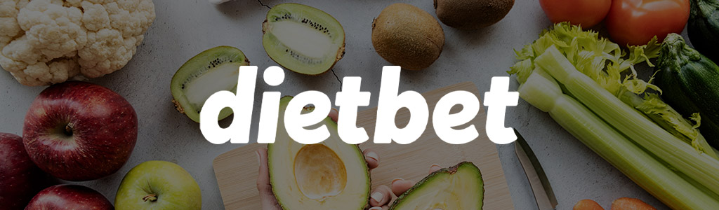 DietBet logo against a background showing healthy food.