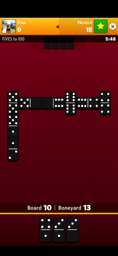 Screenshot showing an example of open ends in Dominoes Gold.