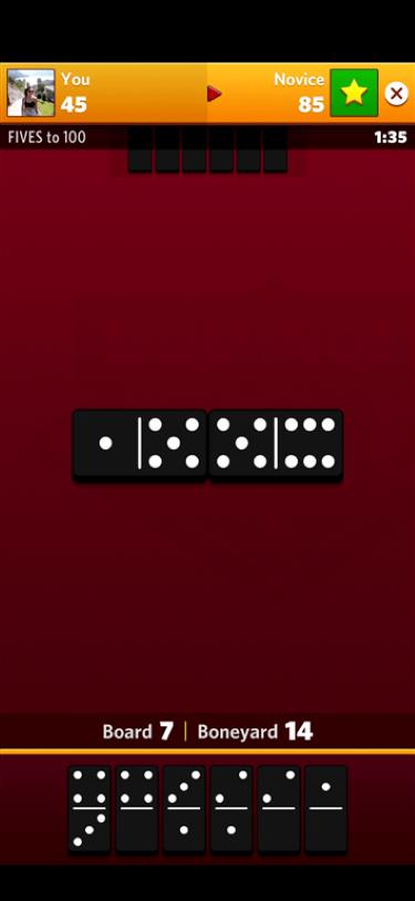 Example of how to play the second domino in Dominoes Gold.