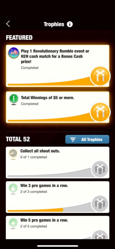 Trophies with prizes on Dominoes Gold. 