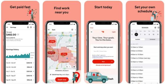 Screenshots of the DoorDash app