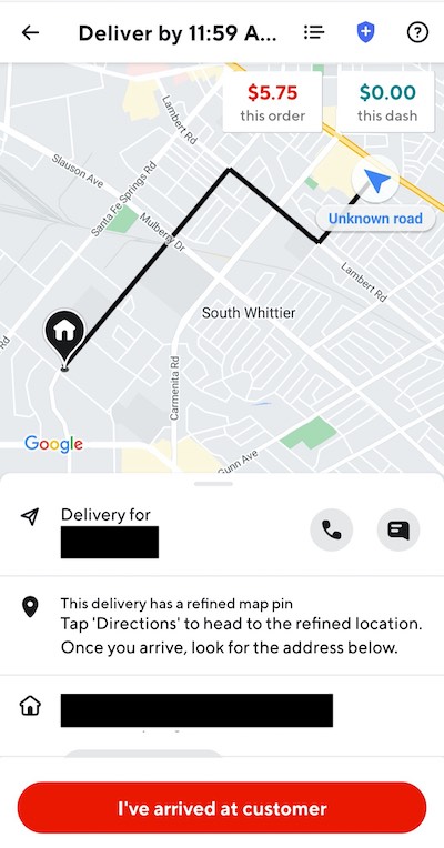 DoorDash's delivery map.