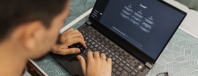 An employee prompting ChatGPT to complete a work task.