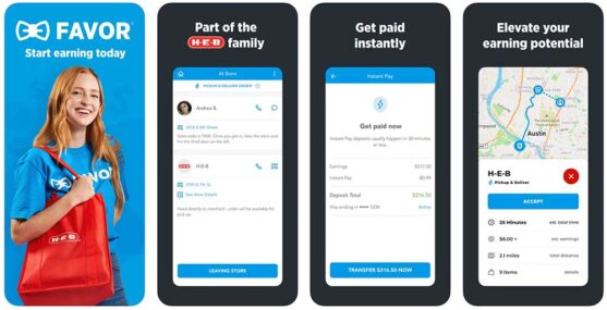 Screenshots of the Favor app.