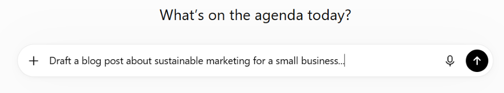 Screenshot of a prompt used to generate AI content for a business.