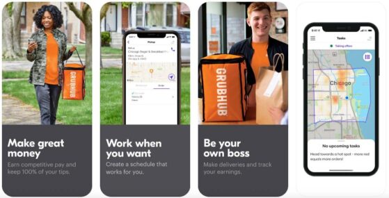 Screenshots of the Grubhub app