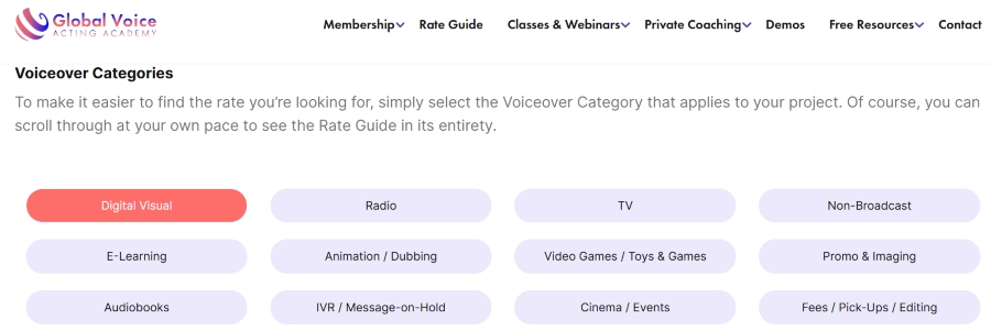 Screenshot of GVAA's rates guide page.