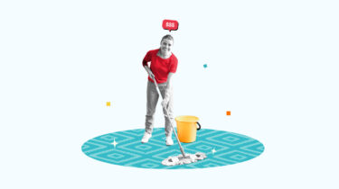 Professional house cleaner making money by mopping floors