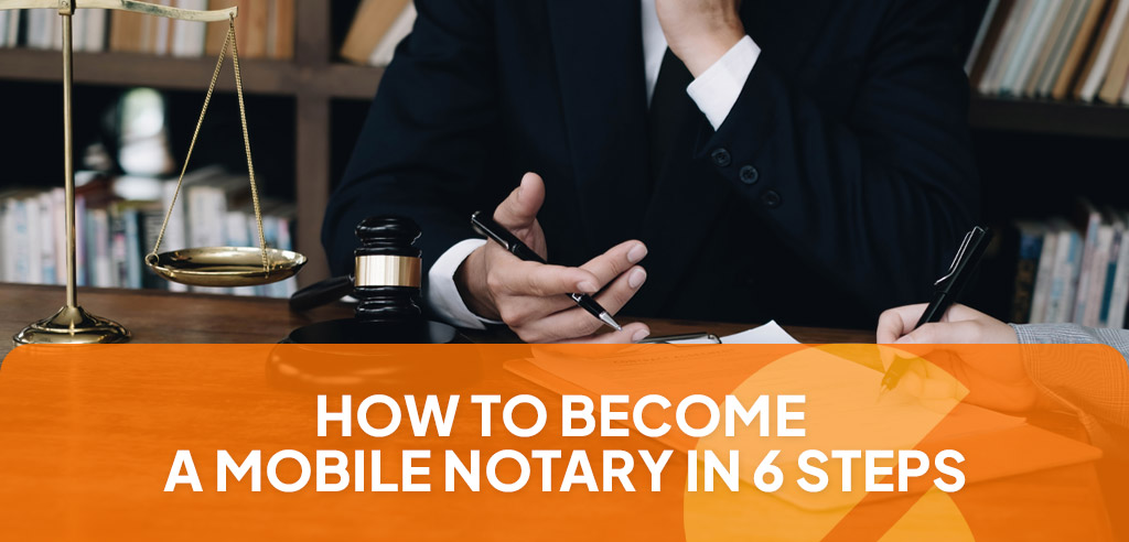 Person sitting at a desk signing a contract representing becoming a mobile notary