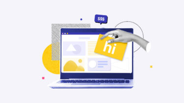 Web designer adding design features to a webpage on a laptop