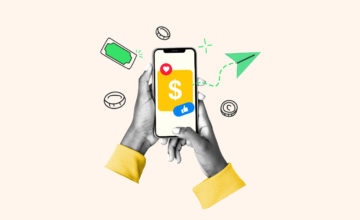 Smartphone surrounded by money icons representing earning money from your phone