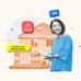 Woman gesturing to the Airbnb she just opened for her side hustle