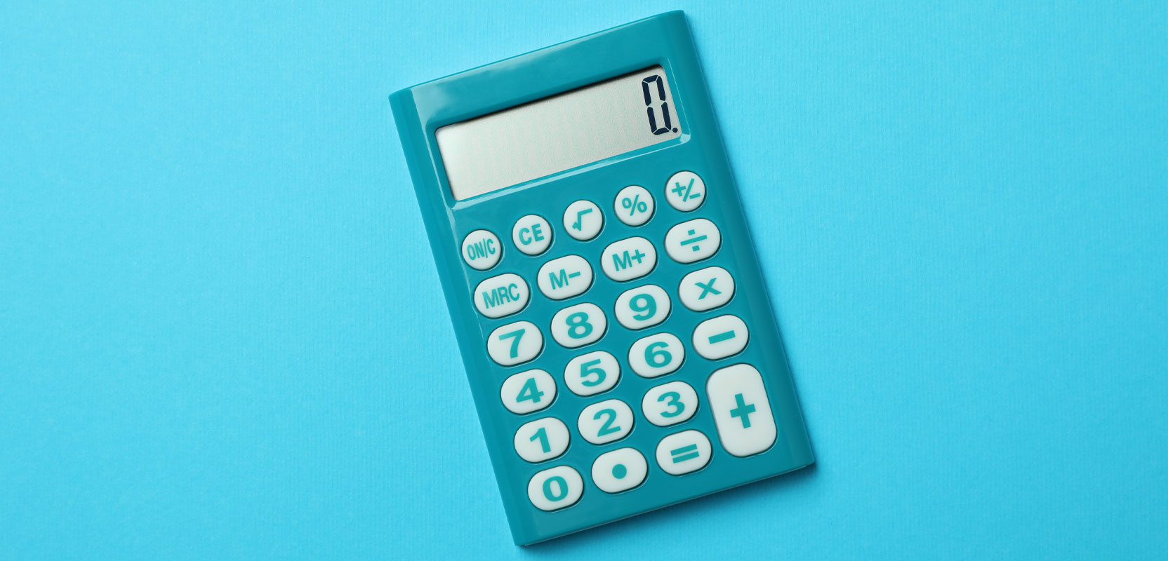 Calculator against a blue background