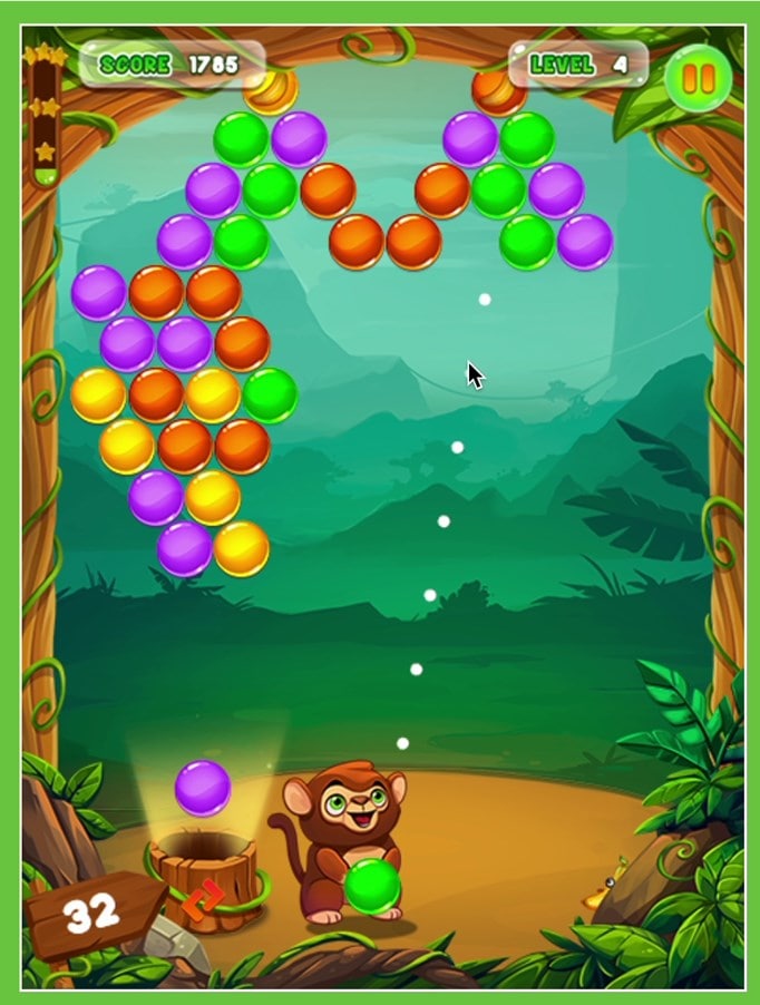 Screenshot of InboxDollars' Monkey Bubble Shooter game.