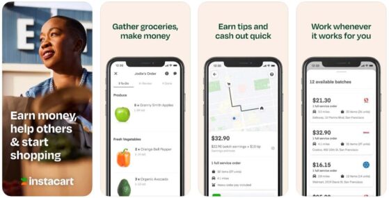 Screenshots of Instacart app