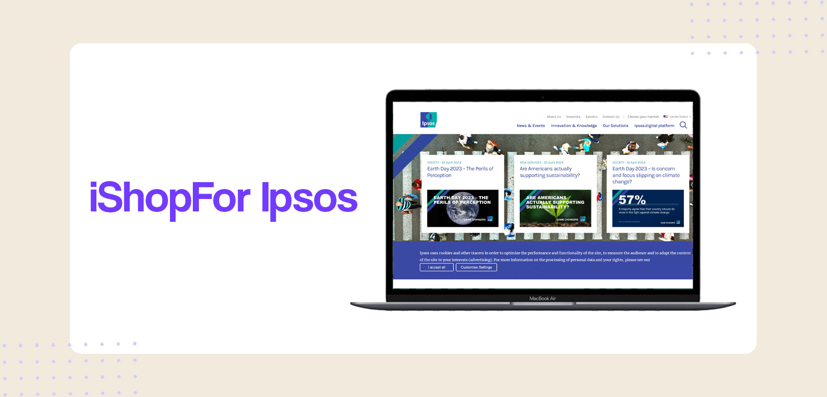 Laptop screen showing the Ipsos website