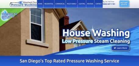 The homepage for Washed Out Pressure Washing.