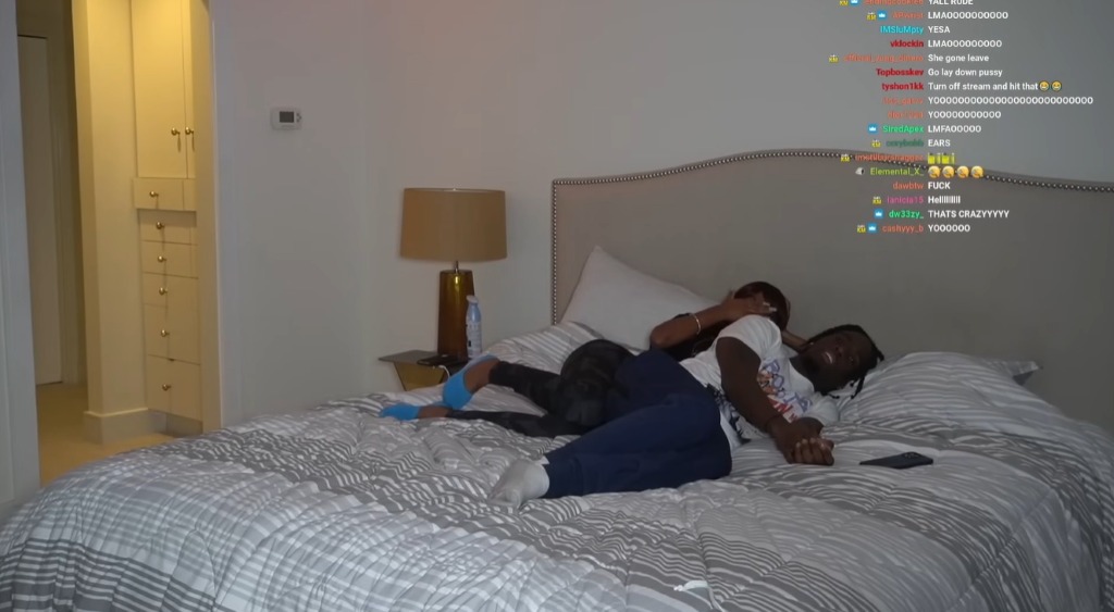 Screenshot of Kai Cenat's stream where he hired a professional cuddler.