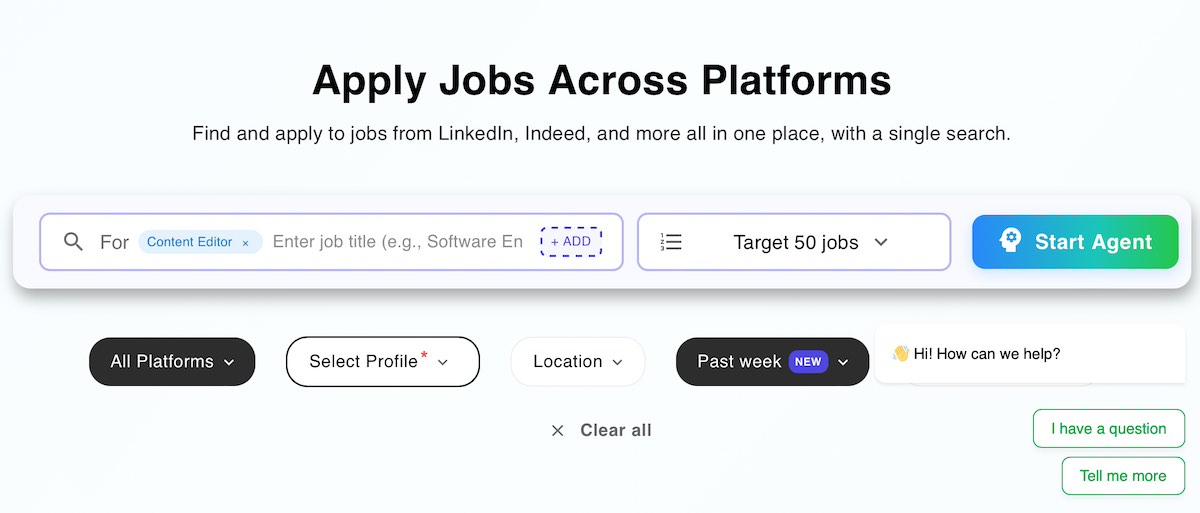 LazyApply's user interface.