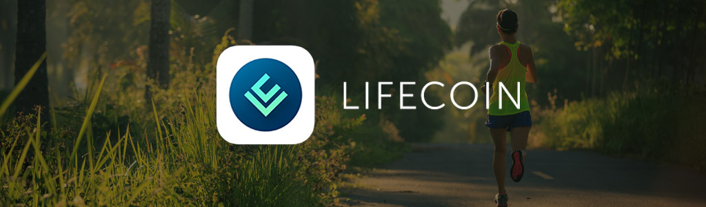 LifeCoin logo against a background showing someone running in a park